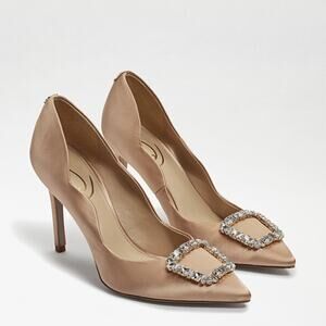 Sam Edelman Beige Heels with Sparkling Buckle